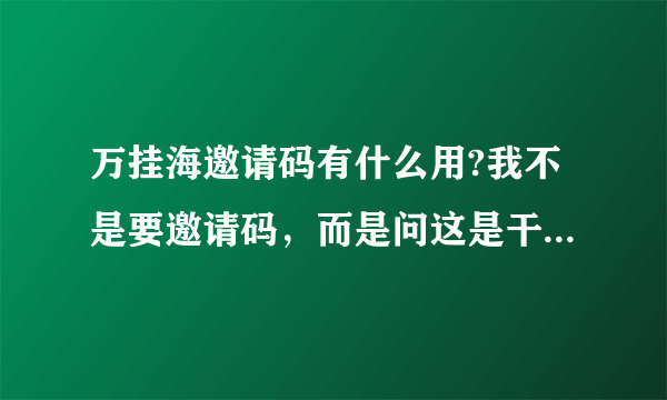 万挂海邀请码有什么用?我不是要邀请码，而是问这是干什么用的？？？？？