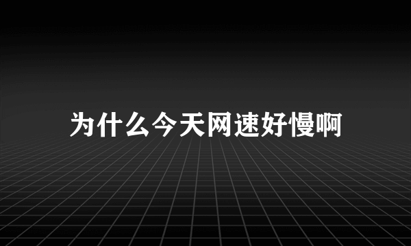 为什么今天网速好慢啊