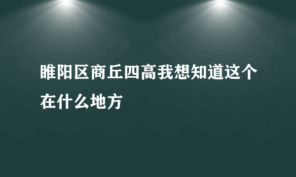 睢阳区商丘四高我想知道这个在什么地方