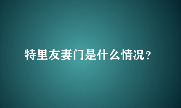 特里友妻门是什么情况？