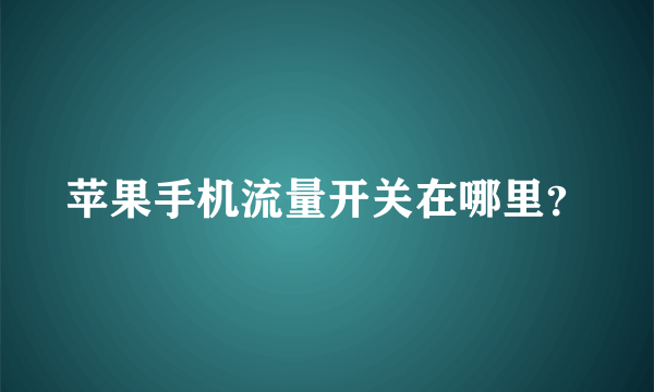 苹果手机流量开关在哪里？