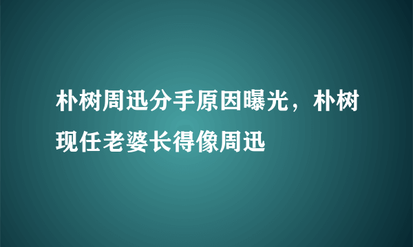 朴树周迅分手原因曝光，朴树现任老婆长得像周迅 