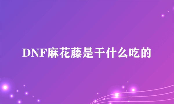 DNF麻花藤是干什么吃的