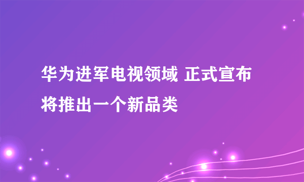 华为进军电视领域 正式宣布将推出一个新品类