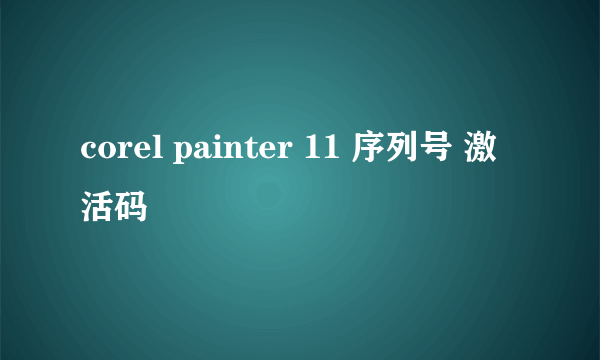 corel painter 11 序列号 激活码