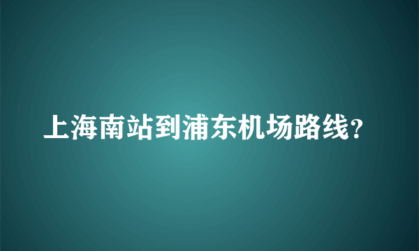 上海南站到浦东机场路线？