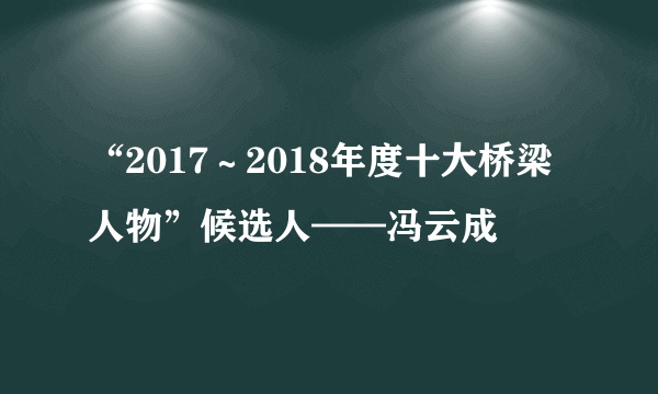 “2017～2018年度十大桥梁人物”候选人——冯云成