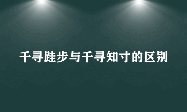 千寻跬步与千寻知寸的区别