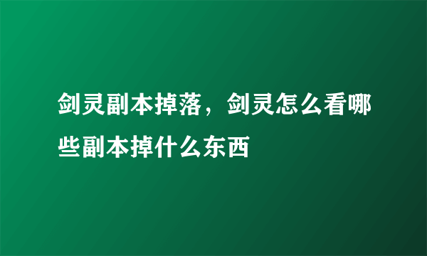 剑灵副本掉落，剑灵怎么看哪些副本掉什么东西