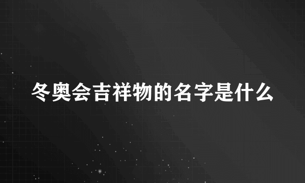 冬奥会吉祥物的名字是什么