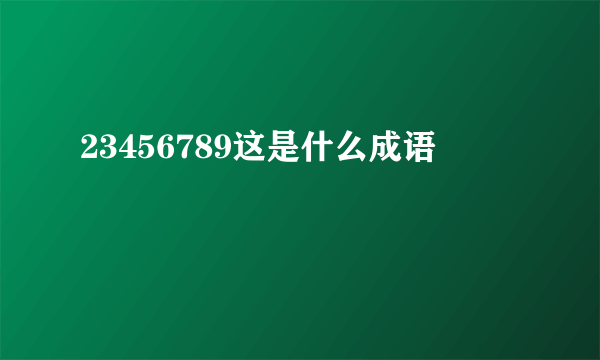 23456789这是什么成语