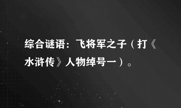 综合谜语：飞将军之子（打《水浒传》人物绰号一）。