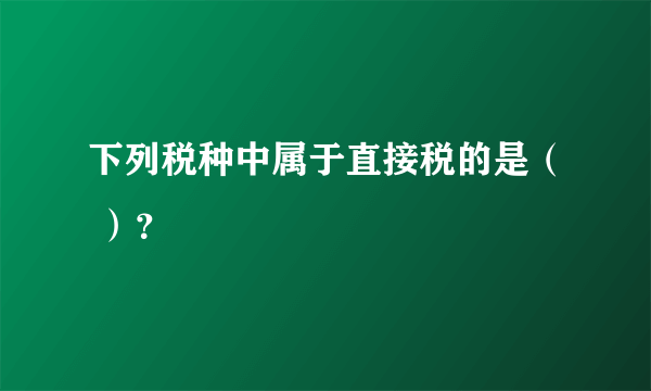 下列税种中属于直接税的是（ ）？