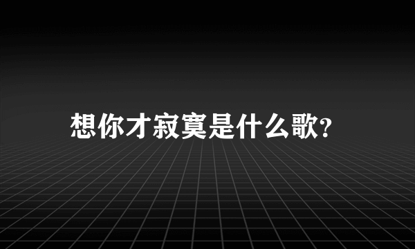 想你才寂寞是什么歌？