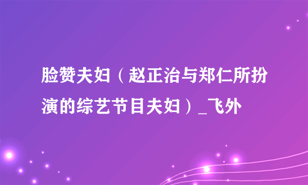 脸赞夫妇（赵正治与郑仁所扮演的综艺节目夫妇）_飞外