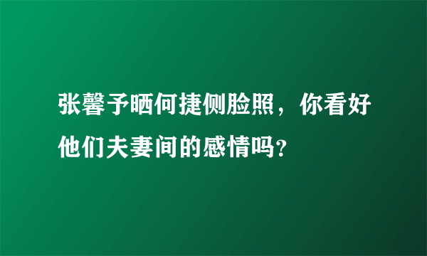 张馨予晒何捷侧脸照，你看好他们夫妻间的感情吗？