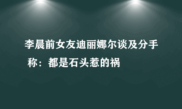 李晨前女友迪丽娜尔谈及分手 称：都是石头惹的祸