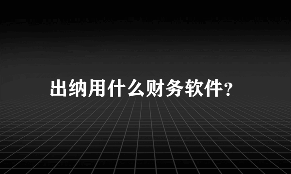 出纳用什么财务软件？