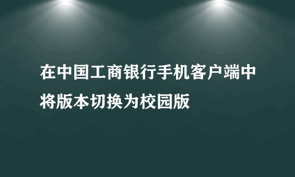 在中国工商银行手机客户端中将版本切换为校园版