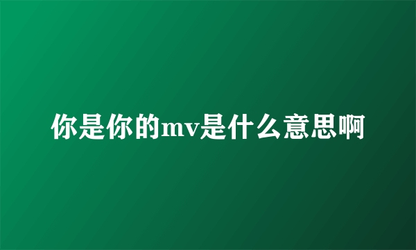 你是你的mv是什么意思啊