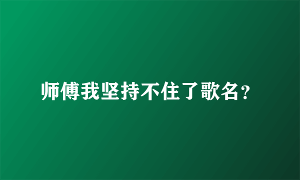 师傅我坚持不住了歌名？