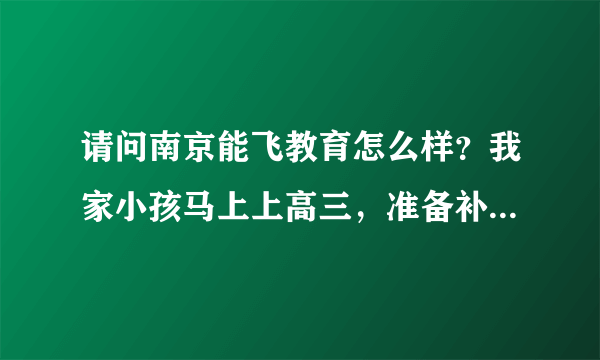 请问南京能飞教育怎么样？我家小孩马上上高三，准备补习数学的，听说里面都是在职老师，是这样吗？