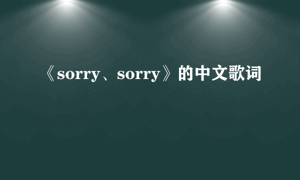 《sorry、sorry》的中文歌词