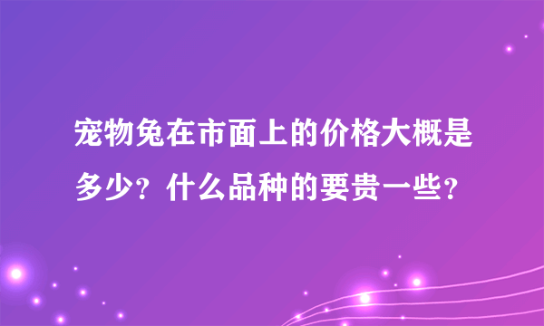 宠物兔在市面上的价格大概是多少？什么品种的要贵一些？