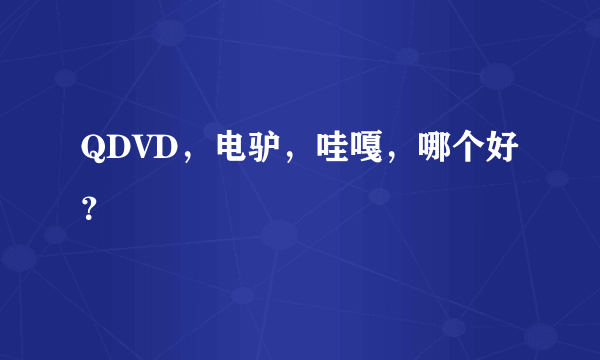 QDVD，电驴，哇嘎，哪个好？