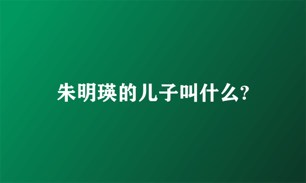 朱明瑛的儿子叫什么?