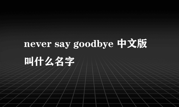 never say goodbye 中文版叫什么名字