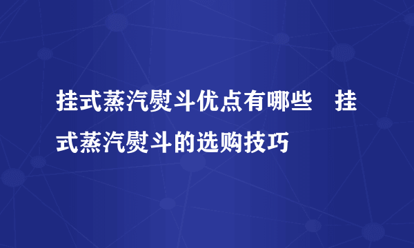 挂式蒸汽熨斗优点有哪些   挂式蒸汽熨斗的选购技巧