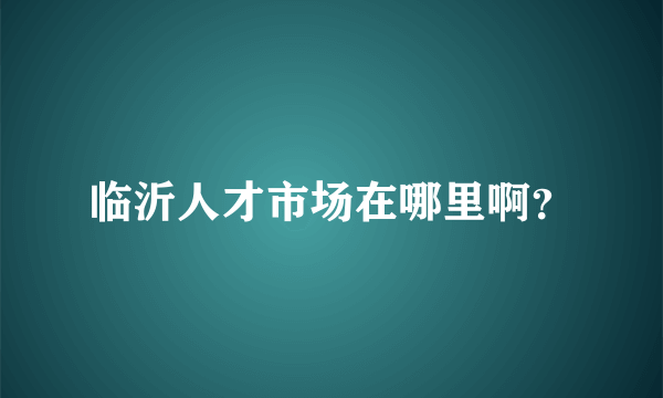 临沂人才市场在哪里啊？