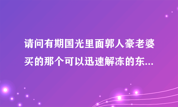 请问有期国光里面郭人豪老婆买的那个可以迅速解冻的东西是什么啊？