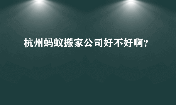 杭州蚂蚁搬家公司好不好啊？