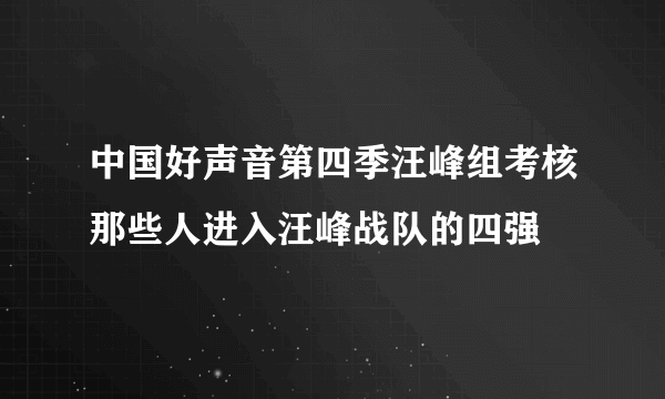 中国好声音第四季汪峰组考核那些人进入汪峰战队的四强