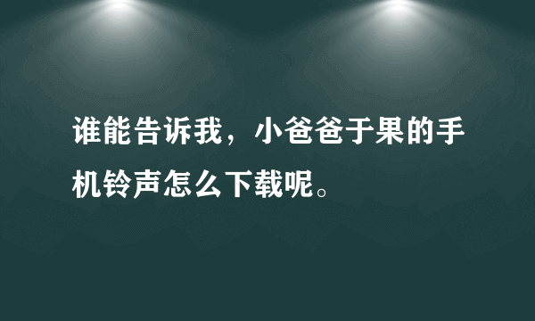 谁能告诉我，小爸爸于果的手机铃声怎么下载呢。