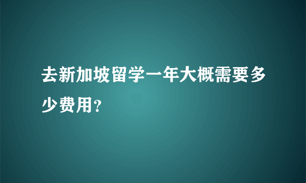 去新加坡留学一年大概需要多少费用？