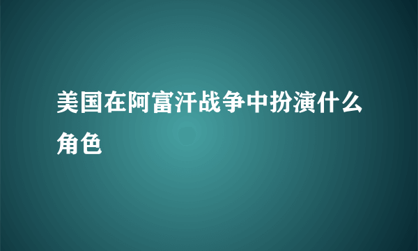 美国在阿富汗战争中扮演什么角色