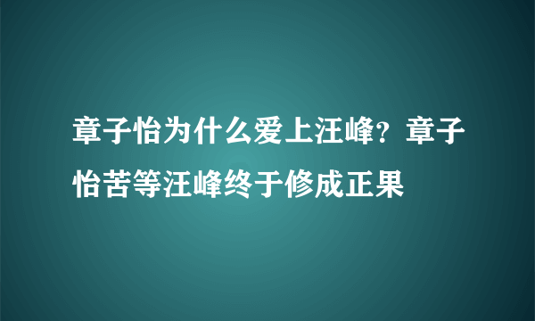 章子怡为什么爱上汪峰？章子怡苦等汪峰终于修成正果