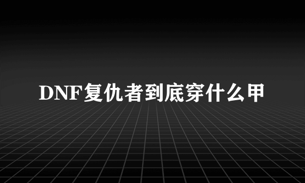 DNF复仇者到底穿什么甲