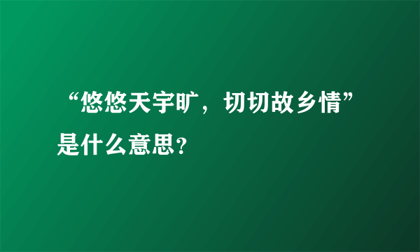 “悠悠天宇旷，切切故乡情”是什么意思？