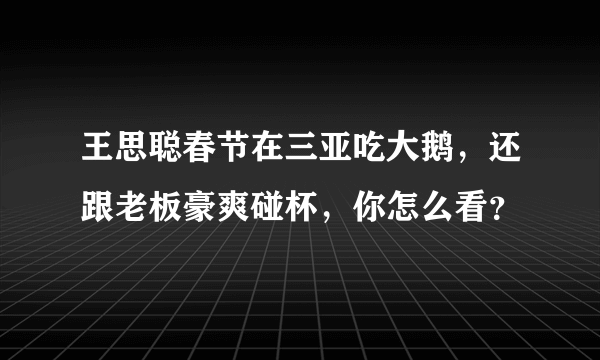 王思聪春节在三亚吃大鹅，还跟老板豪爽碰杯，你怎么看？