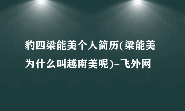 豹四梁能美个人简历(梁能美为什么叫越南美呢)-飞外网