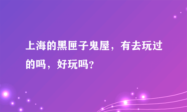 上海的黑匣子鬼屋，有去玩过的吗，好玩吗？