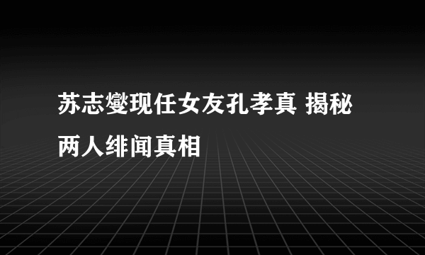 苏志燮现任女友孔孝真 揭秘两人绯闻真相