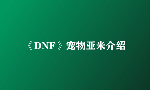 《DNF》宠物亚米介绍