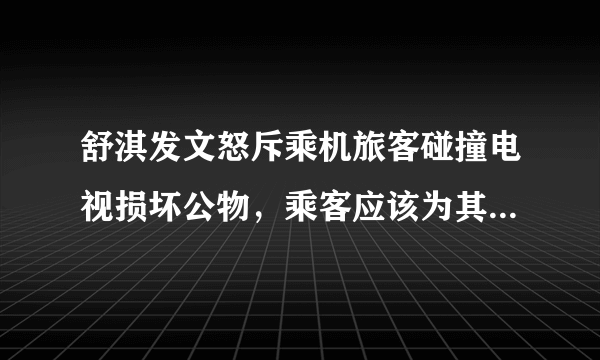 舒淇发文怒斥乘机旅客碰撞电视损坏公物，乘客应该为其不文明行为负责么？