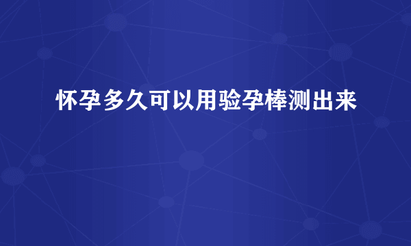 怀孕多久可以用验孕棒测出来