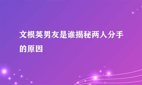 文根英男友是谁揭秘两人分手的原因